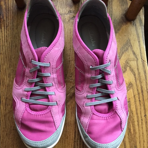 clarks pink trainers